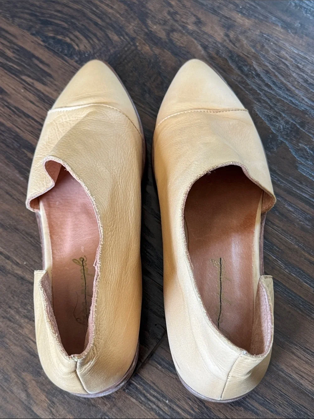 Free People Tan Leather Pointed Slip-On Flats